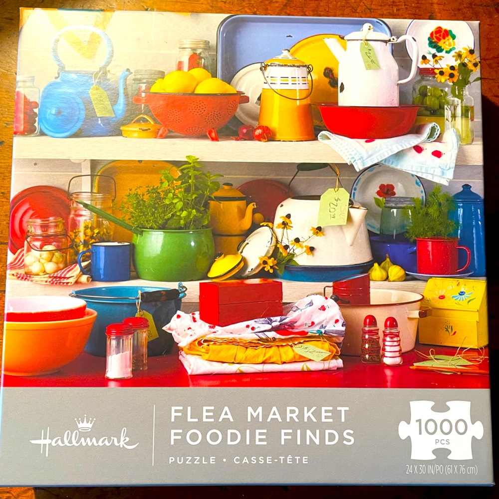 “FLEA MARKET FOODIE FINDS” 1,000 PIECE PUZZLE FROM HALLMARK MINT & COMPLETE COND
